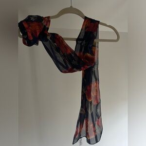 vintage floral scarf with gold accents